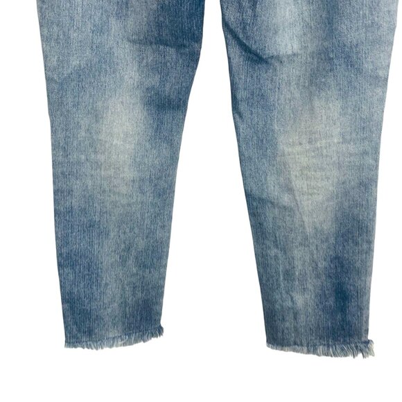 Ashley Mason Juniors Embellished Jeans High Rise Relaxed Frayed Hem Gems Size 1 - Picture 8 of 11